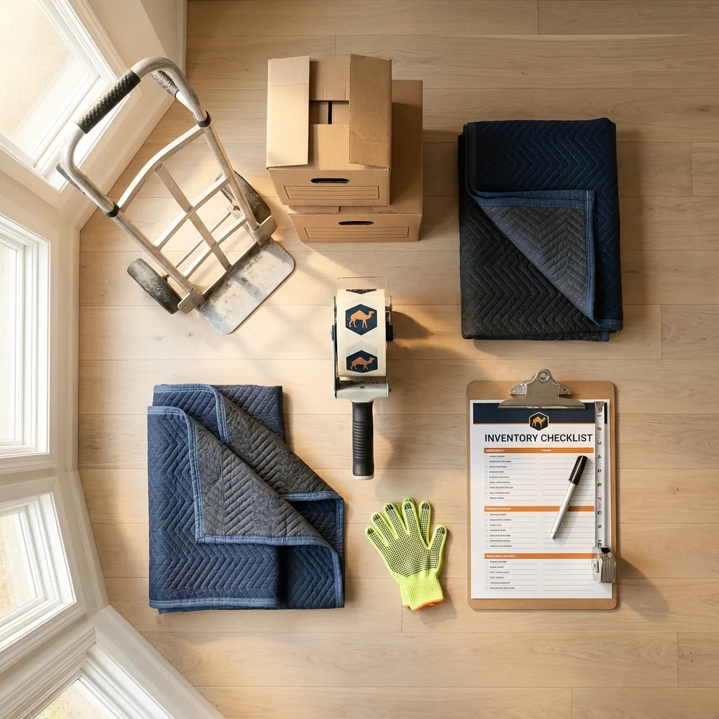 Professional moving supplies and packing materials layout for Orosi residential relocations